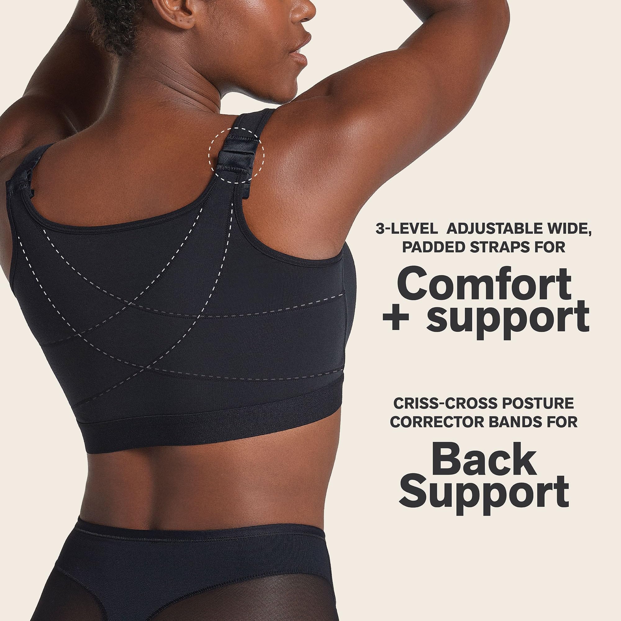 Leonisa All-in-One Front Closure Posture Corrector Bra for Women – Stretchy Cotton Wireless Back Support Bra - Image 3