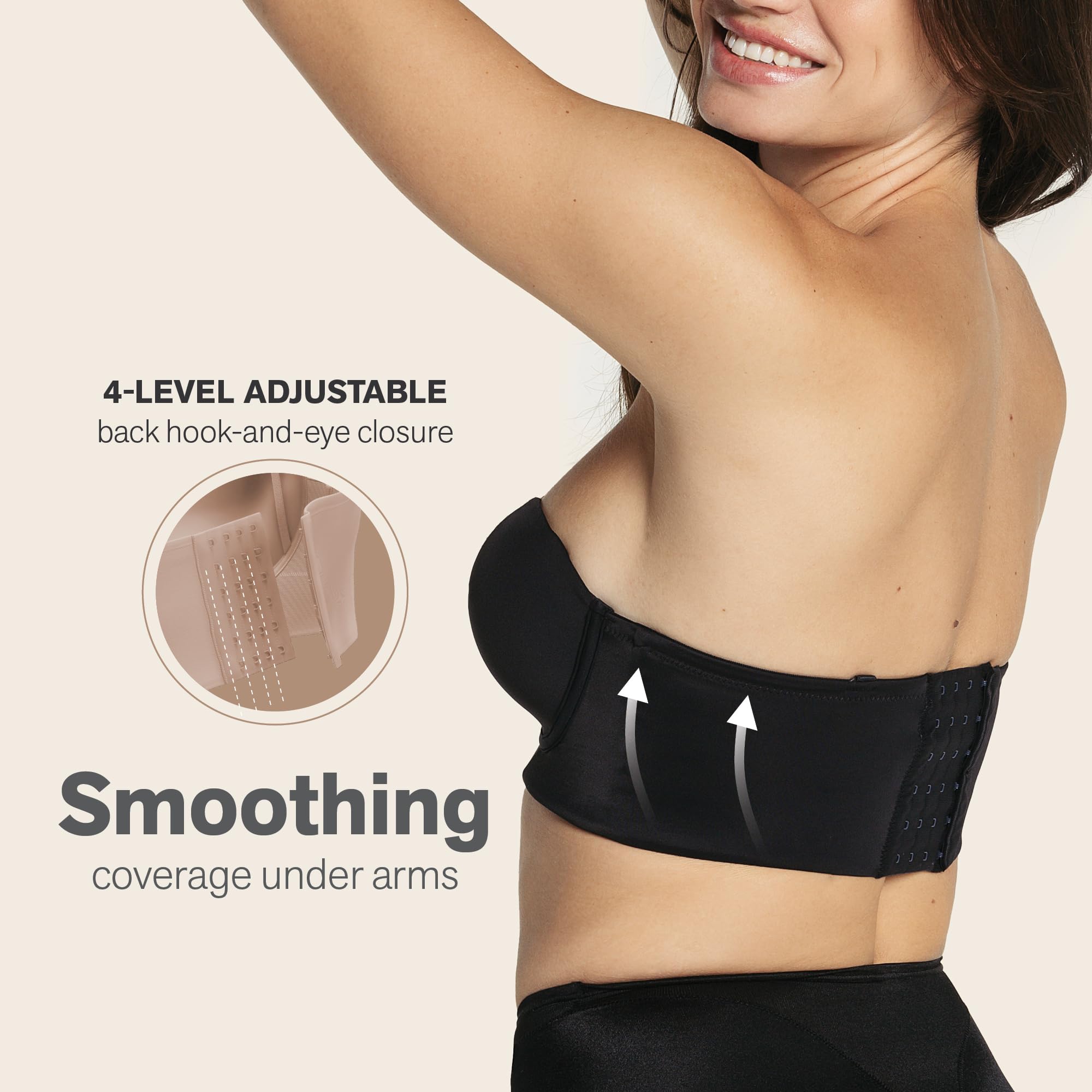 Leonisa Bra 360 – Strapless Bras for Women, Underwire Longline Back Smoothing Bra, Full Coverage Support - Image 3