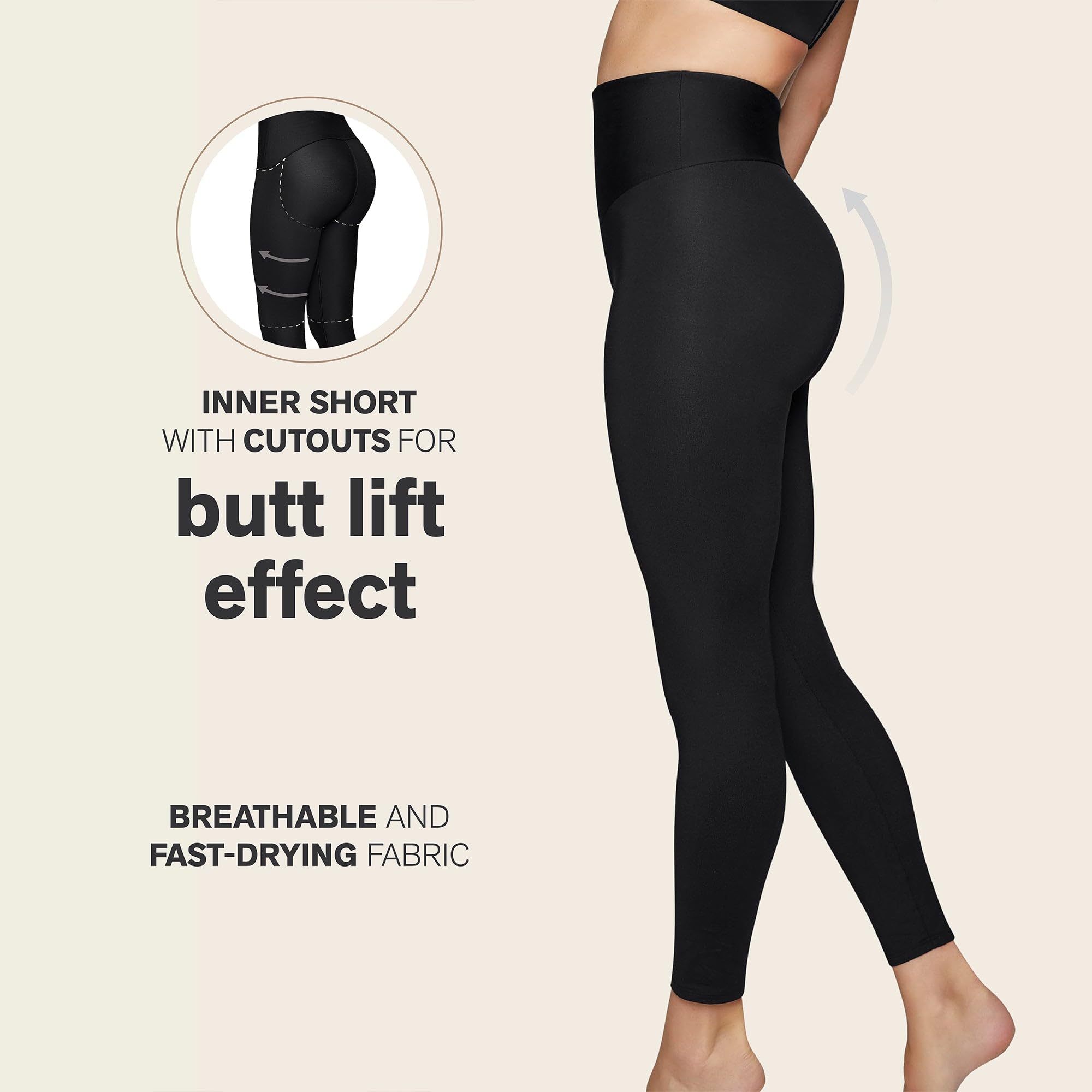 Leonisa High Waisted Compression Leggings for Women - Butt Lifting Anti Cellulite Pants - Image 3