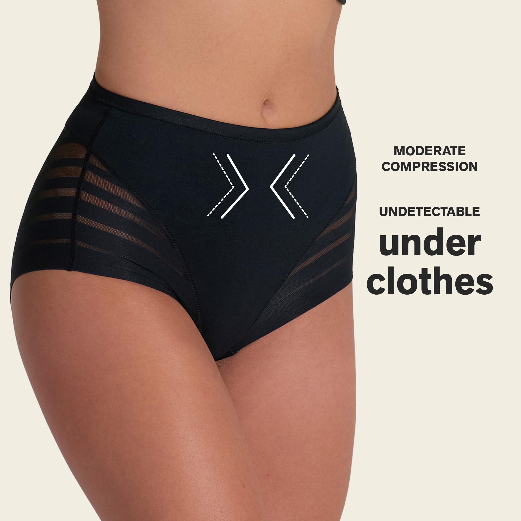 Leonisa High Waisted Invisible Tummy Control Shapewear for Women - Stripe Lace Ladies Underwear Panties - Image 3