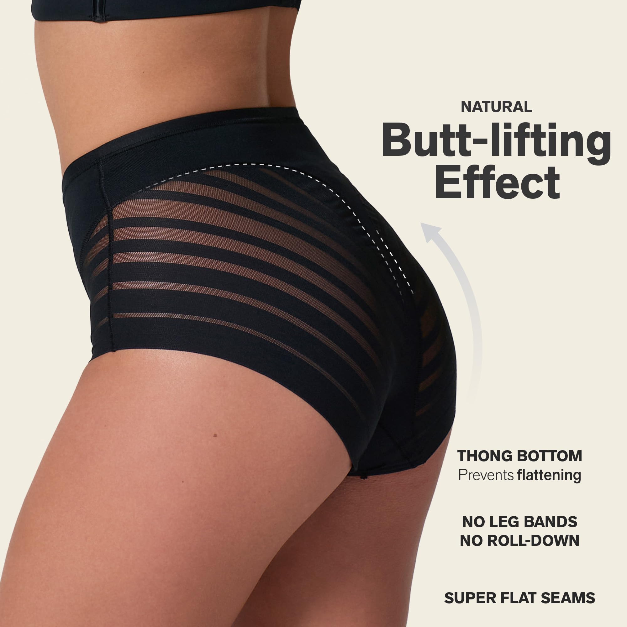 Leonisa High Waisted Invisible Tummy Control Shapewear for Women - Stripe Lace Ladies Underwear Panties - Image 4