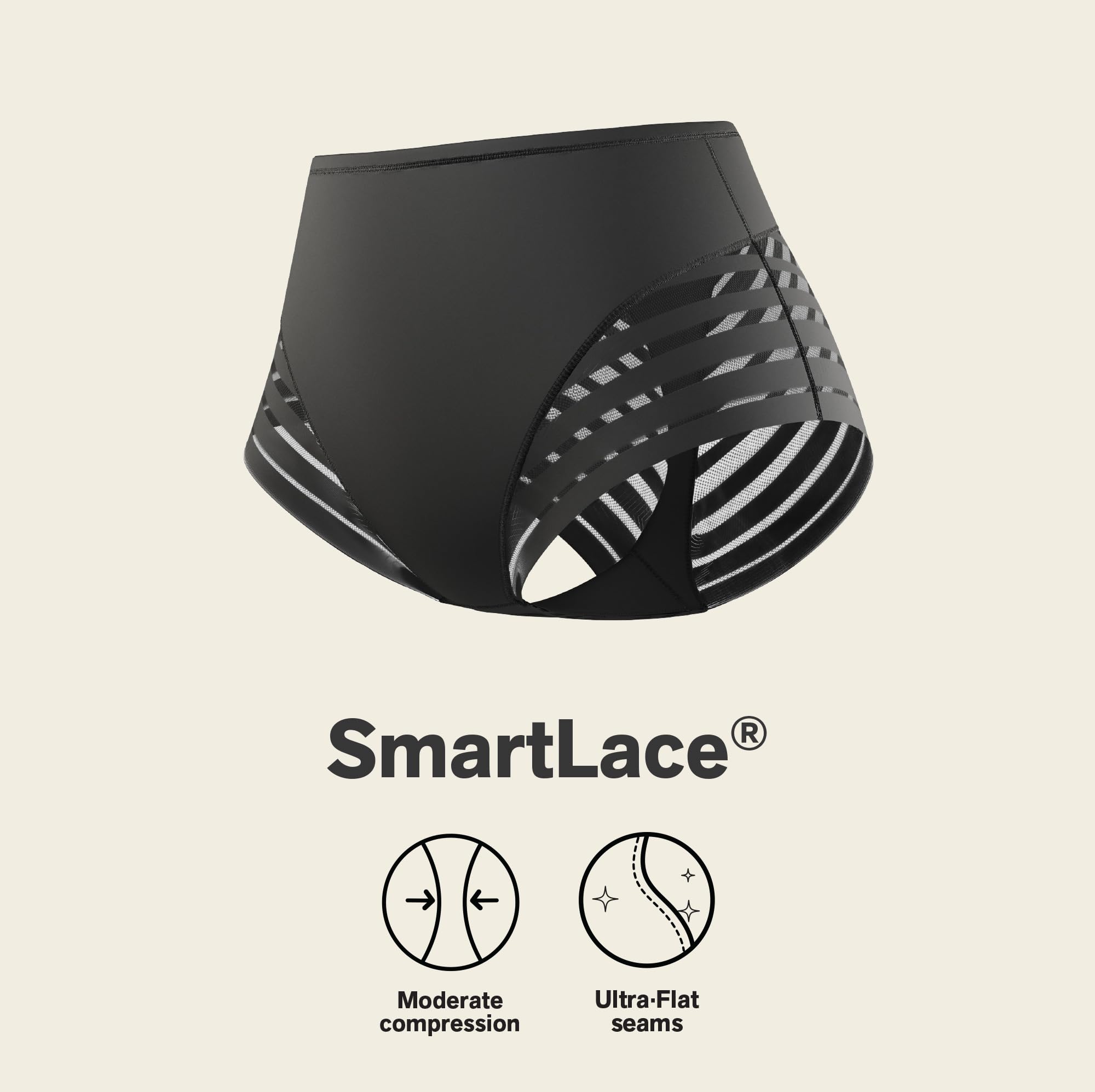 Leonisa High Waisted Invisible Tummy Control Shapewear for Women - Stripe Lace Ladies Underwear Panties - Image 5