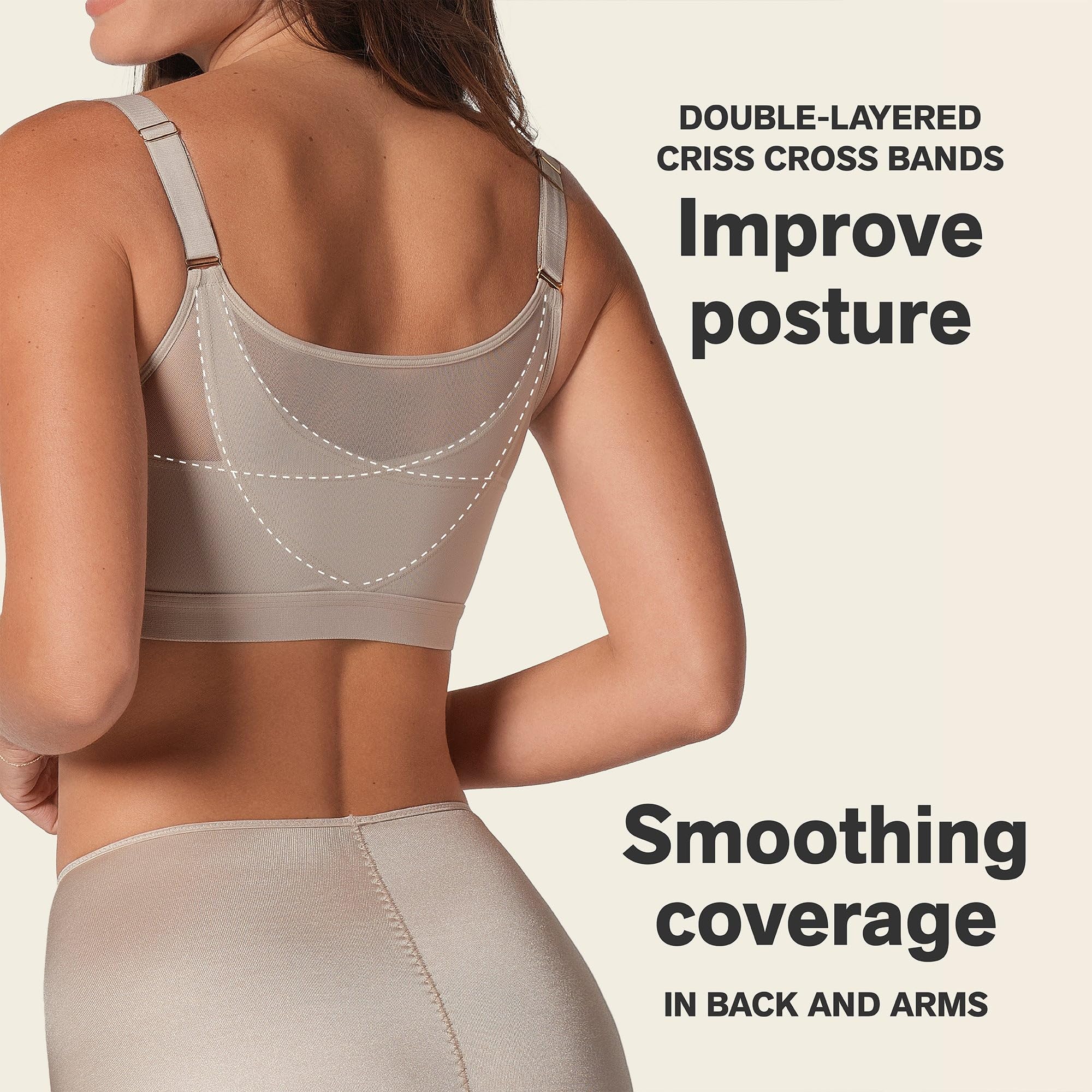 Leonisa Multi-Benefit – Posture Corrector Bra, Wireless Front Closure Posture Bra with Contour Cups and Back Support - Image 3