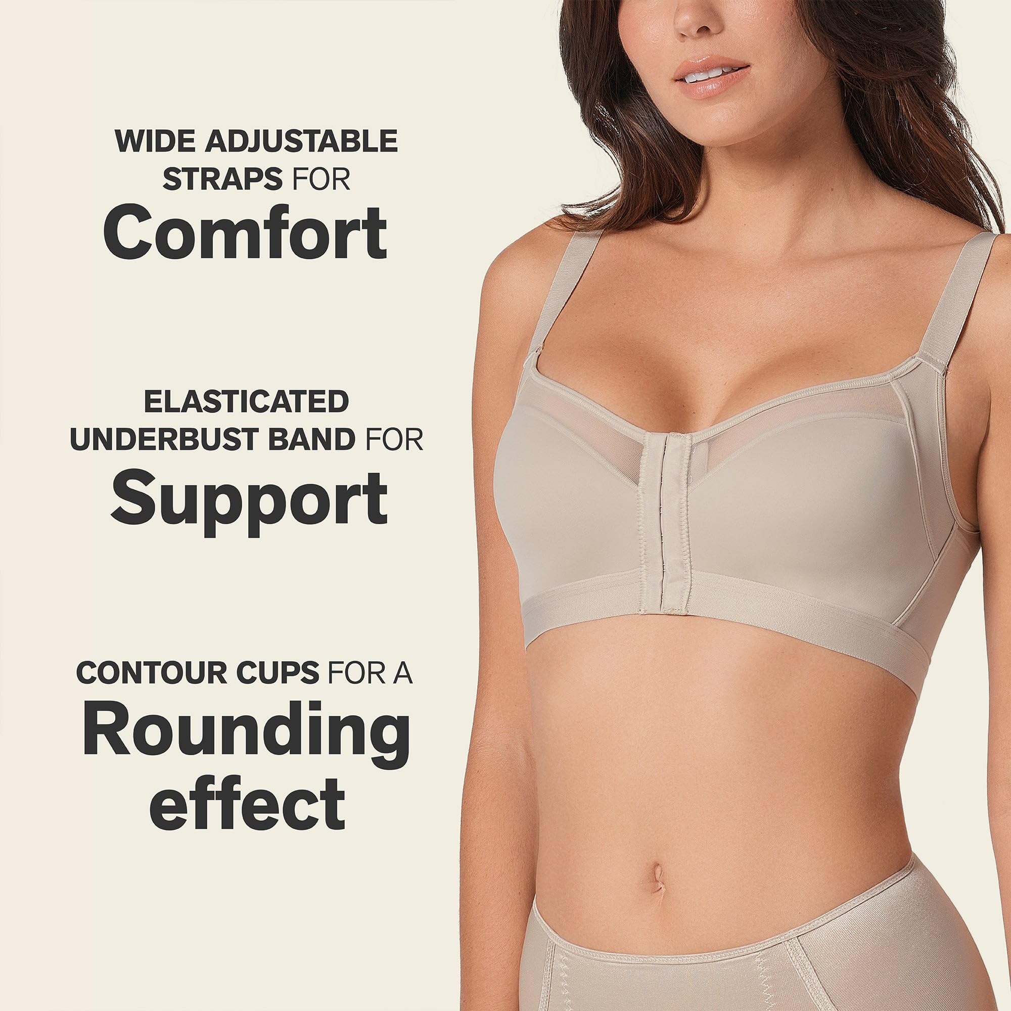 Leonisa Multi-Benefit – Posture Corrector Bra, Wireless Front Closure Posture Bra with Contour Cups and Back Support - Image 4