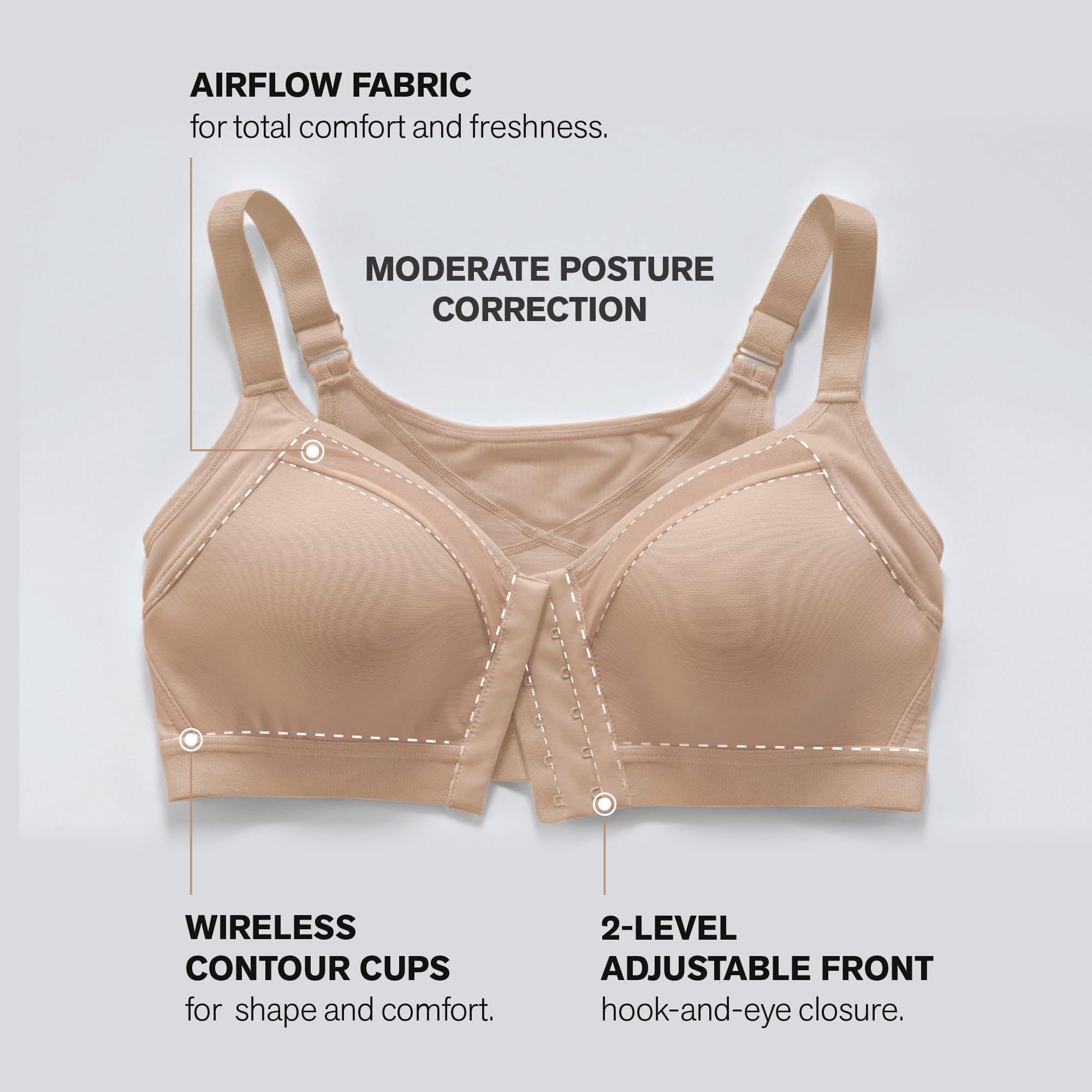 Leonisa Multi-Benefit – Posture Corrector Bra, Wireless Front Closure Posture Bra with Contour Cups and Back Support - Image 9