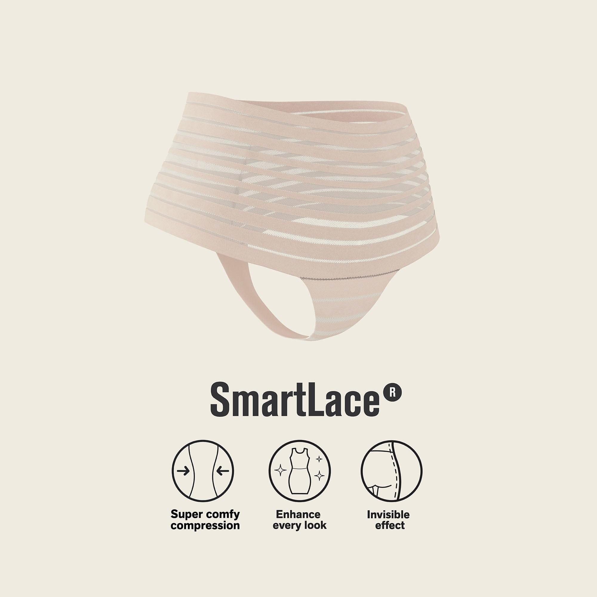 Leonisa Seamless High Waisted Thong Panty UltraStripe Undetectable Lace Stripe for Women - Slimming Tummy Control Underwear - Image 5