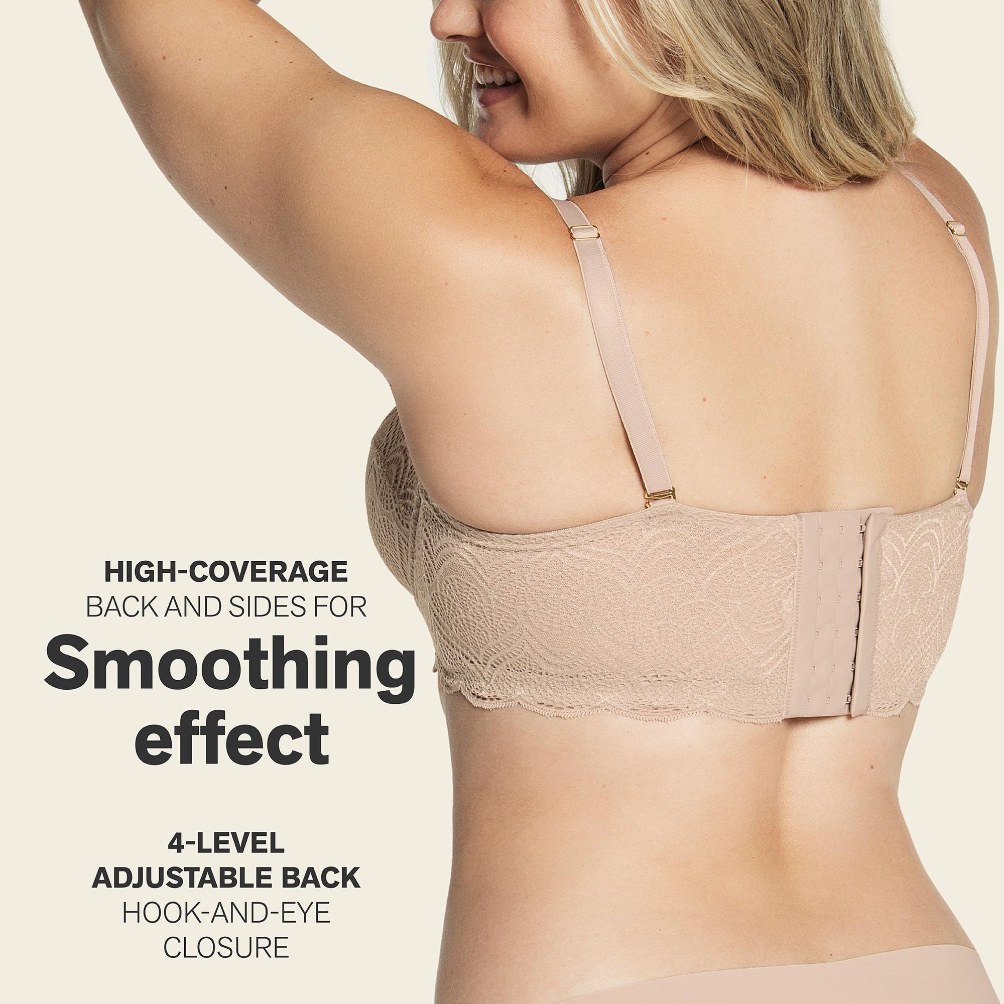 Leonisa Strapless Bras for Women - Full Coverage Push Up Bra with Lace and Pads - Image 3