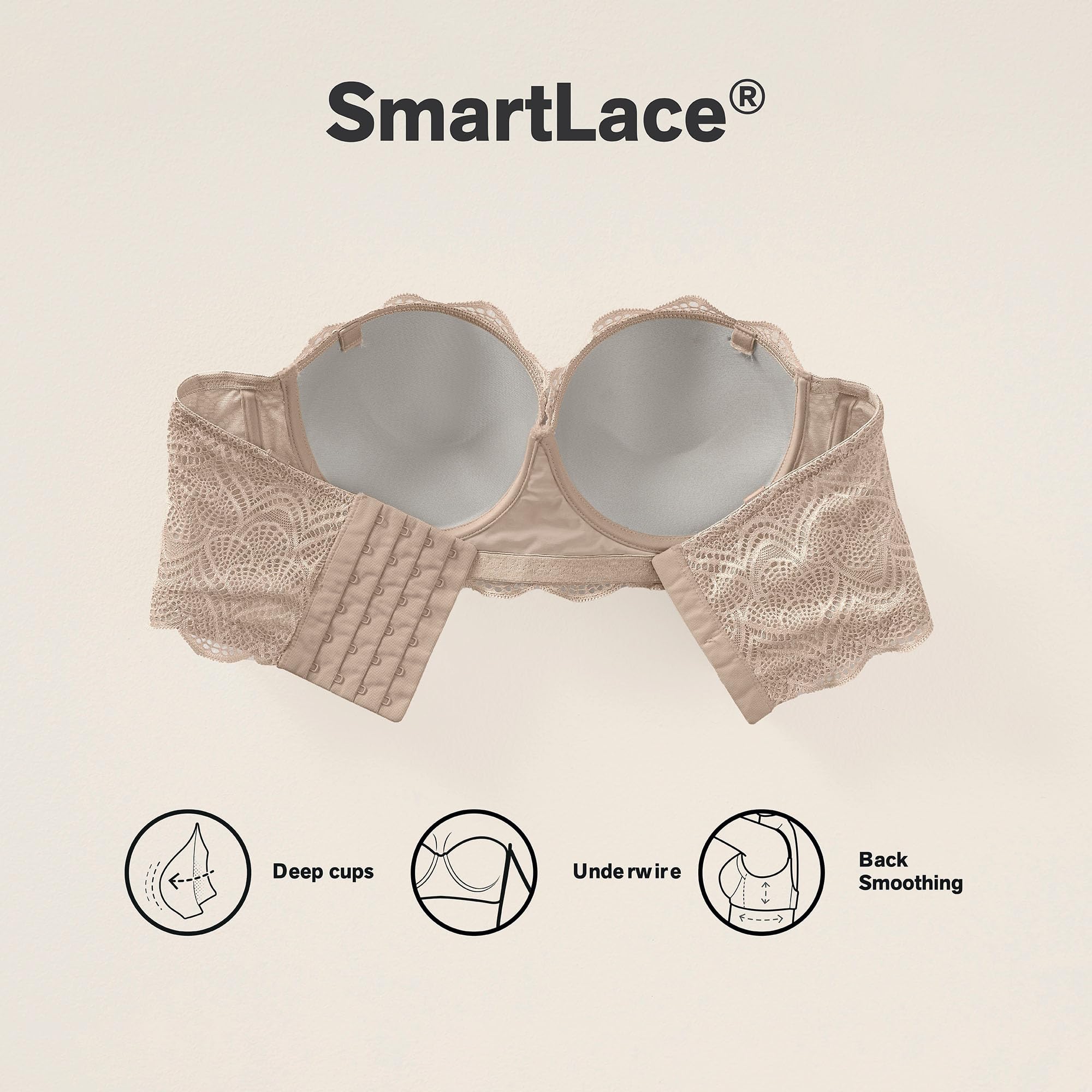 Leonisa Strapless Bras for Women - Full Coverage Push Up Bra with Lace and Pads - Image 4